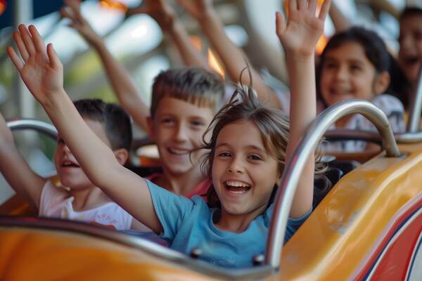 Des enfants crient de joie dans une attraction